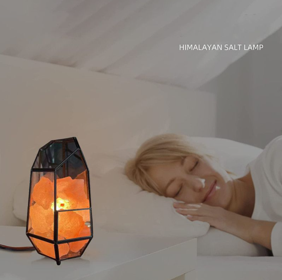 Liviza Himalayan Natural Crystal Salt Lamp With Square Lanterns Holder