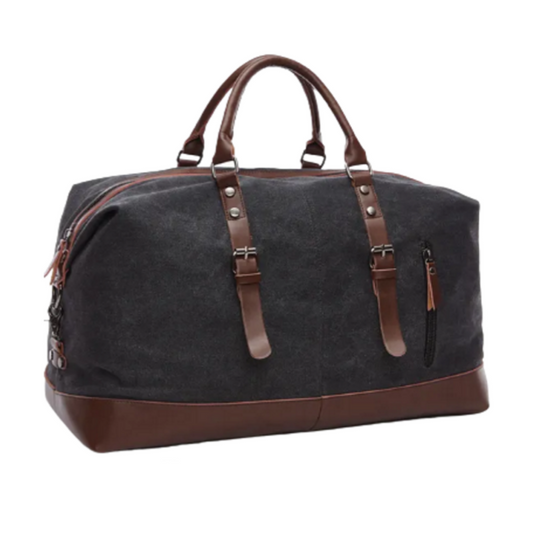 Oversized Leather Canvas Duffel Shoulder Overnight Bag - Various colors available