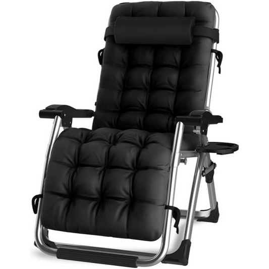 TOXIYA Foldable Deck Chair Recliner Lounger Chair With Detachable Cushion