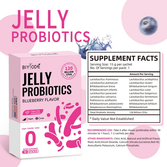 BIYODE jelly probiotics, promotes digestion, absorption and metabolism of intestinal nutrients, enhances immune function and digestive system, 10 packs