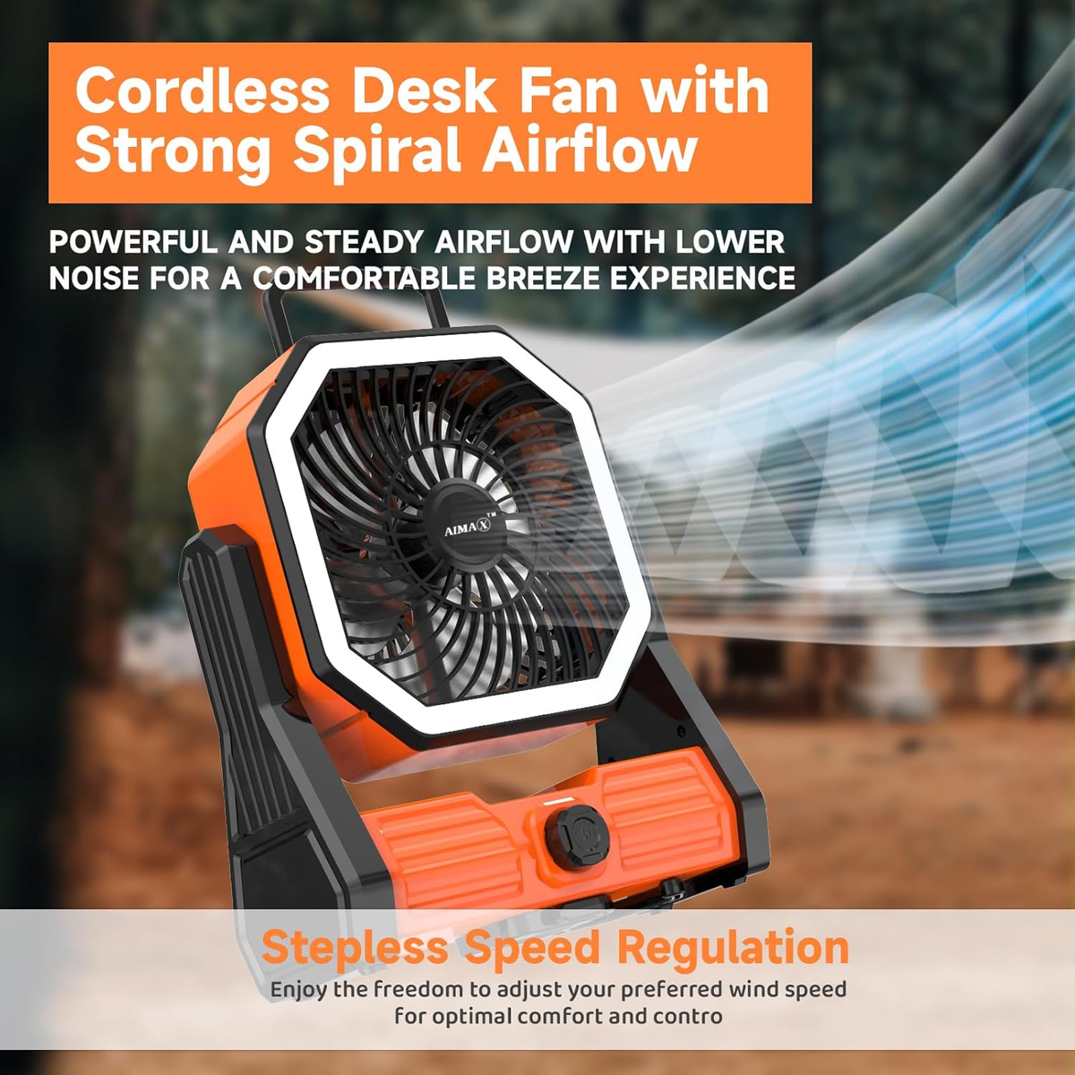 AIMAX 20000mAh Camping Fan with LED Light & Low Noise for Outdoor & Home