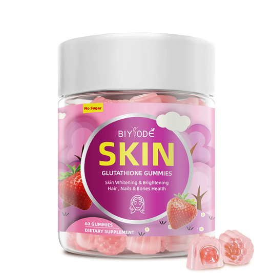 BIYODE Sugar-free Glutathione Gummies, Whitening and Brightening Skin, Hair, Nails and Bone Health, 60 Gummies