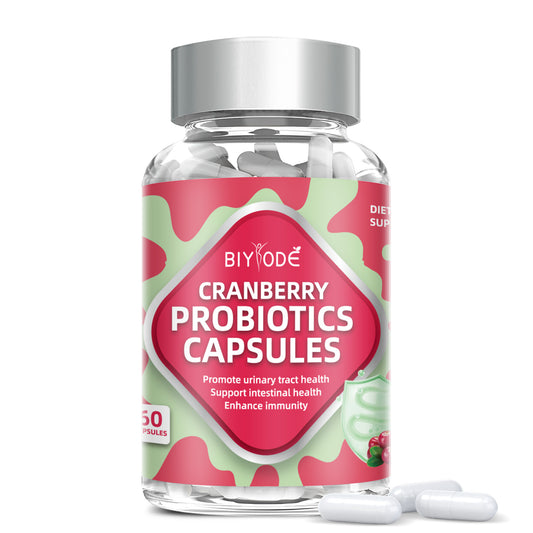 BIYODE Cranberry Probiotic Capsules, Promote Urinary Tract Health, Support Intestinal Health, Enhance Immunity, 60 Capsules
