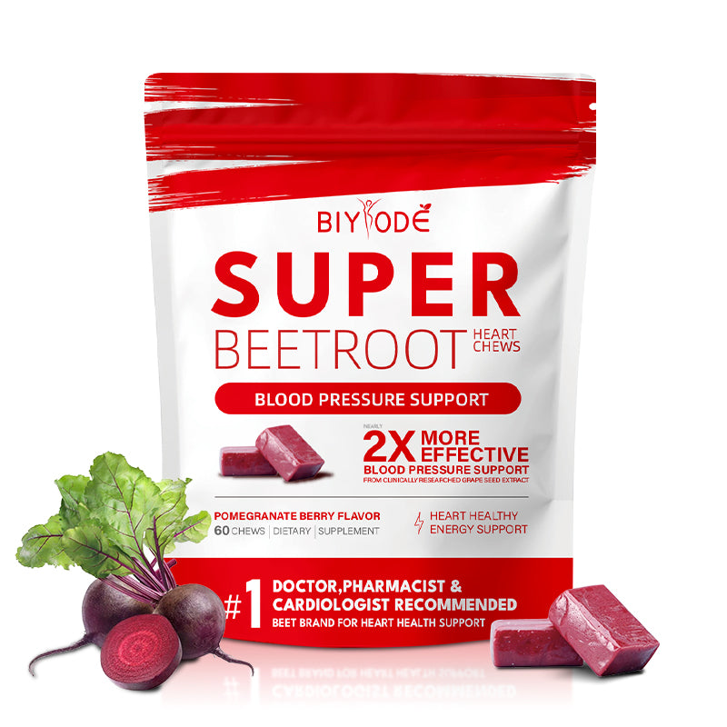 BIYODE SuperBeets Heart Chews | Grape Seed Extract and Non-GMO Beet Powder