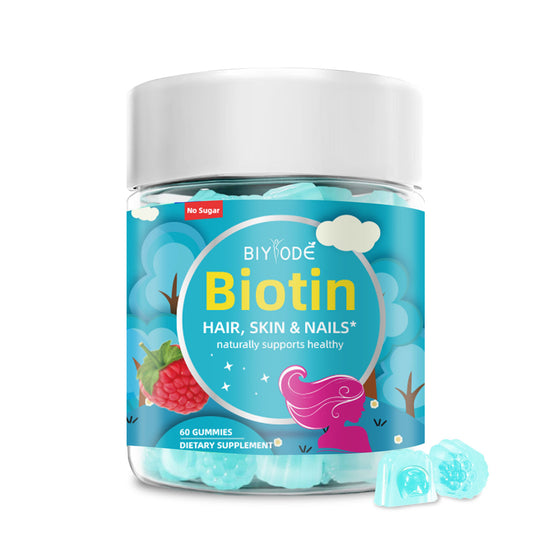 BIYODE Sugar-Free Biotin Gummies, Natural Care for Healthy Hair, Skin and Nails, 60 Gummies