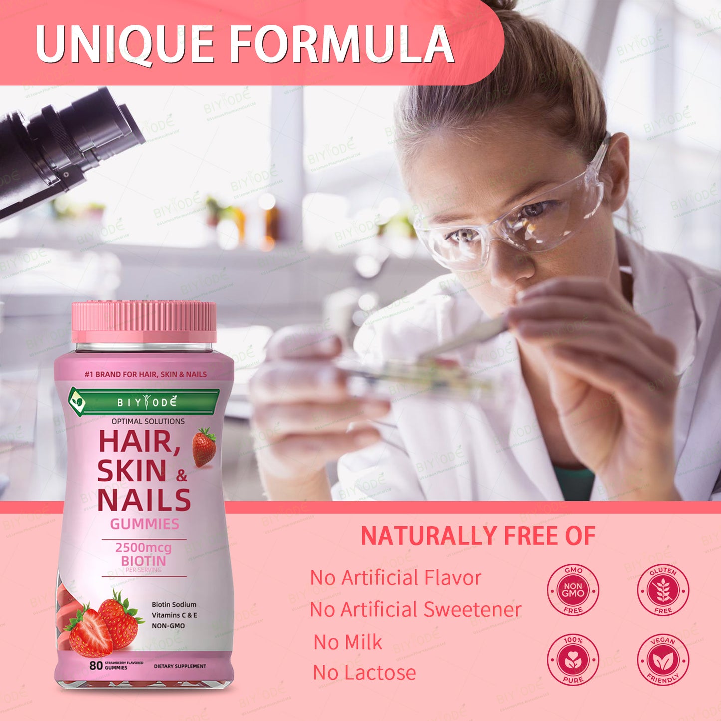 BIYODE Hair Skin Nails Gummies 80 Gomitas Originales