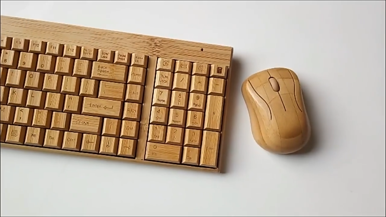 Bamboomill Handcrafted Bamboo Wireless Keyboard & Mouse Set