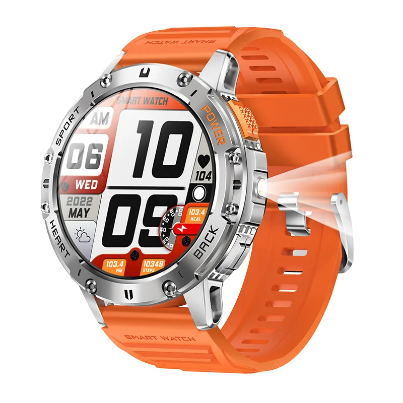 TOXIYA Military 1.43 inch Smart Watch (Answer/Dial Calls)100+Sports Modes,5ATM Waterproof Fitness Watch with Flashlight,Heart Rate,SpO2,Blood Pressure for Android/iOS