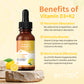 BIYODE Vitamin D3 K2 Liquid Drops Immune Support and Healthy Bones Heart Immune System Balance Fortified Heart Bones Brain Nerve Support 60ml Net Wt Lemom Flavors