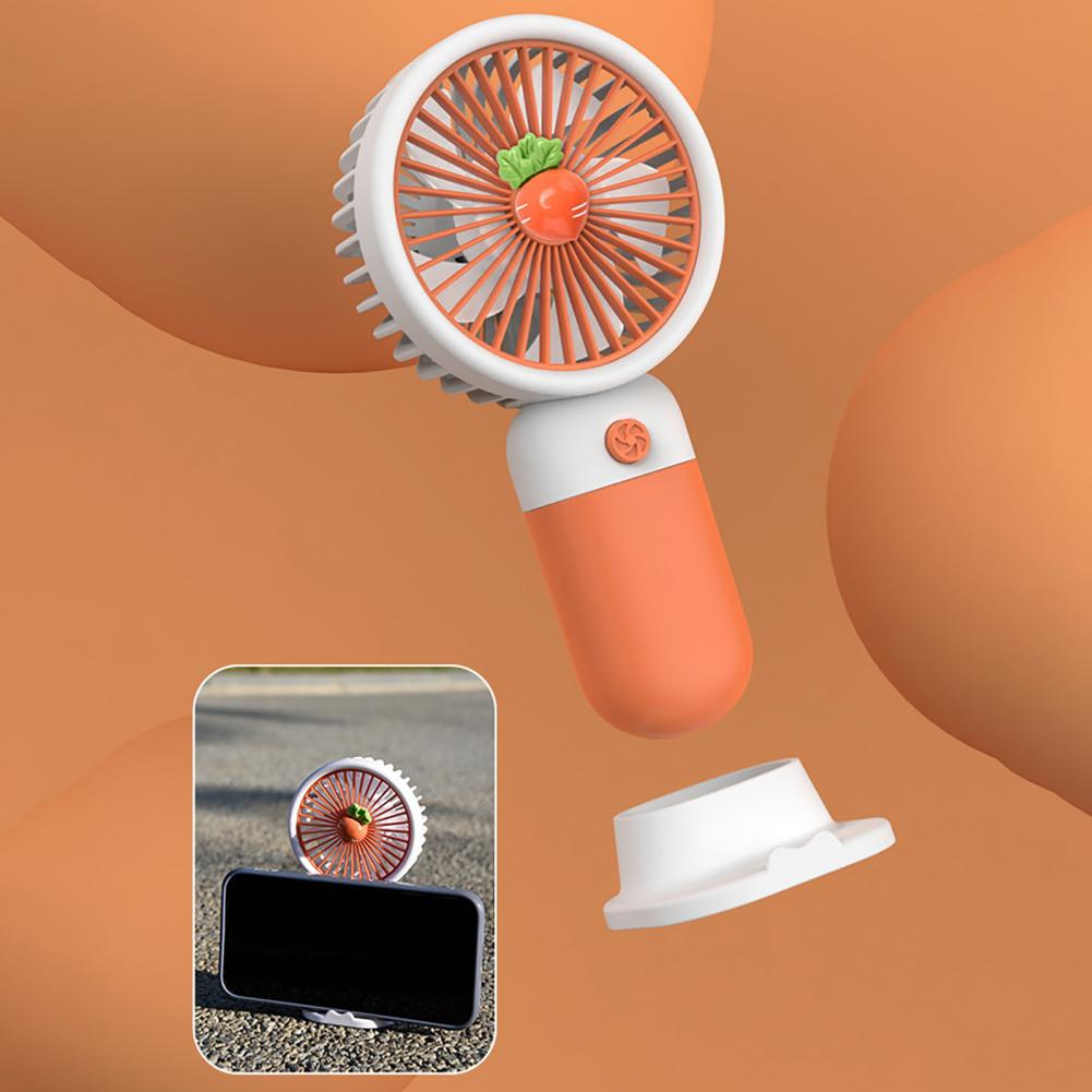 Multifunctional Mini Cool Fan Rechargeable Summer Cartoon Fruit Portable Mini Fan Phone Holder Stand for Bedroom