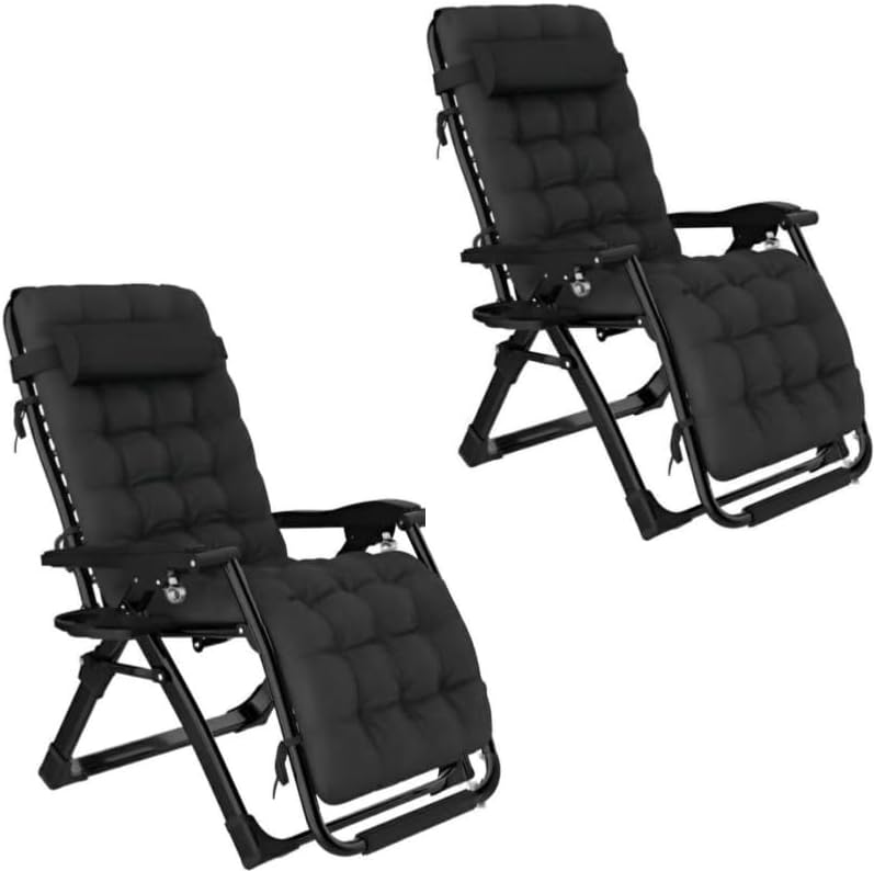 TOXIYA - Folding Recliner Lounger Chairs With Detachable Cushion - Set of 2