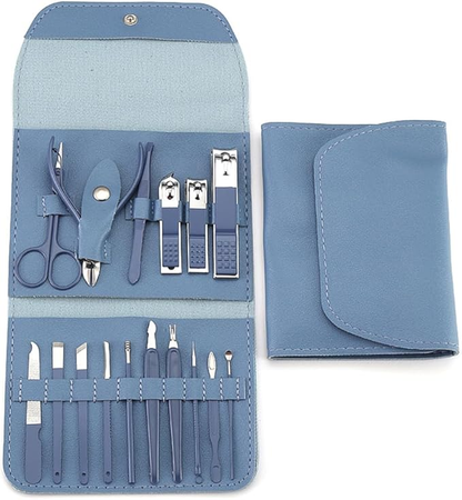 16-piece nail clipper set stainless steel nail clippers set with folding bag manicure knife set scissors beauty tools——Available in a variety of colors