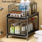 2 Tier Kitchen Storage Rack, Pull Out Metal Cabinets Organiser