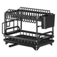 Dish Rack Kitchen Dish Drainer,Rustproof 2-Tier Dish Drying Rack - Black