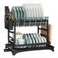 Dish Rack Kitchen Dish Drainer,Rustproof 2-Tier Dish Drying Rack - Black