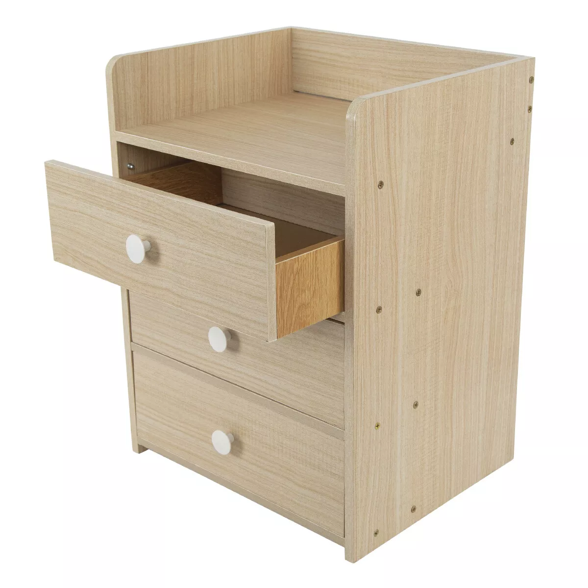3-Drawer Wooden Bedside Cabinet Bedroom Furniture Storage Nightstand Table