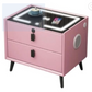 Pink wireless solid wood bedside table, 40X50X46, three-color light, USB, Bluetooth speaker