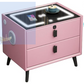 Pink wireless solid wood bedside table, 40X50X46, three-color light, USB, Bluetooth speaker