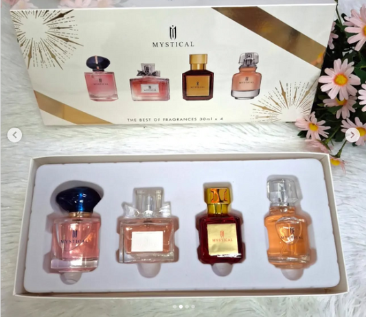 Mystery Perfume Set  With its beautiful design and fragrant aroma, this gift set is the perfect addition to your perfume collection or as a gift for someone special