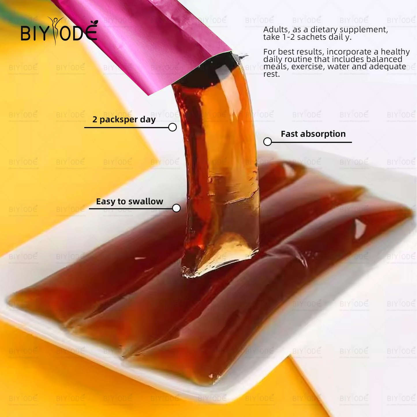 BIYODE Collagen Beauty Jelly, + Enhance Immunity + Whitening + Antioxidant, Rich in Collagen and Glutathione, Supports Skin, Bone, Bone and Joint Health, 10 Packs
