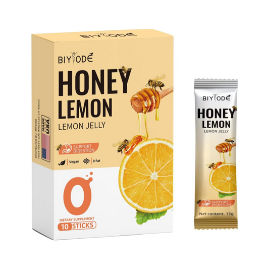 BIYODE Honey Lemon Jelly, Vegan Fat Free, Immune Boosting, Digestion Enhancer, Antioxidant, 10 Packets