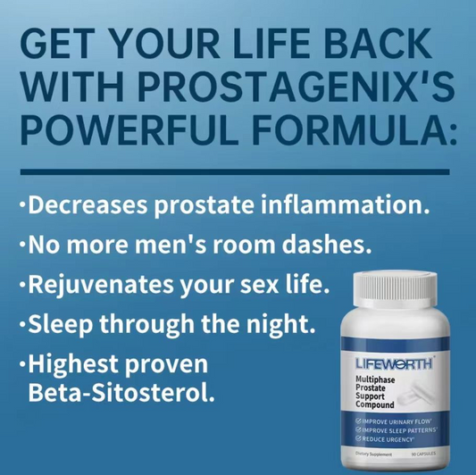 LIFEWORTH Multi-Phase Prostate Support Complex, Improves Urinary Flow, Improves Sleep Patterns, Reduces Urinary Urgency Dietary Supplement