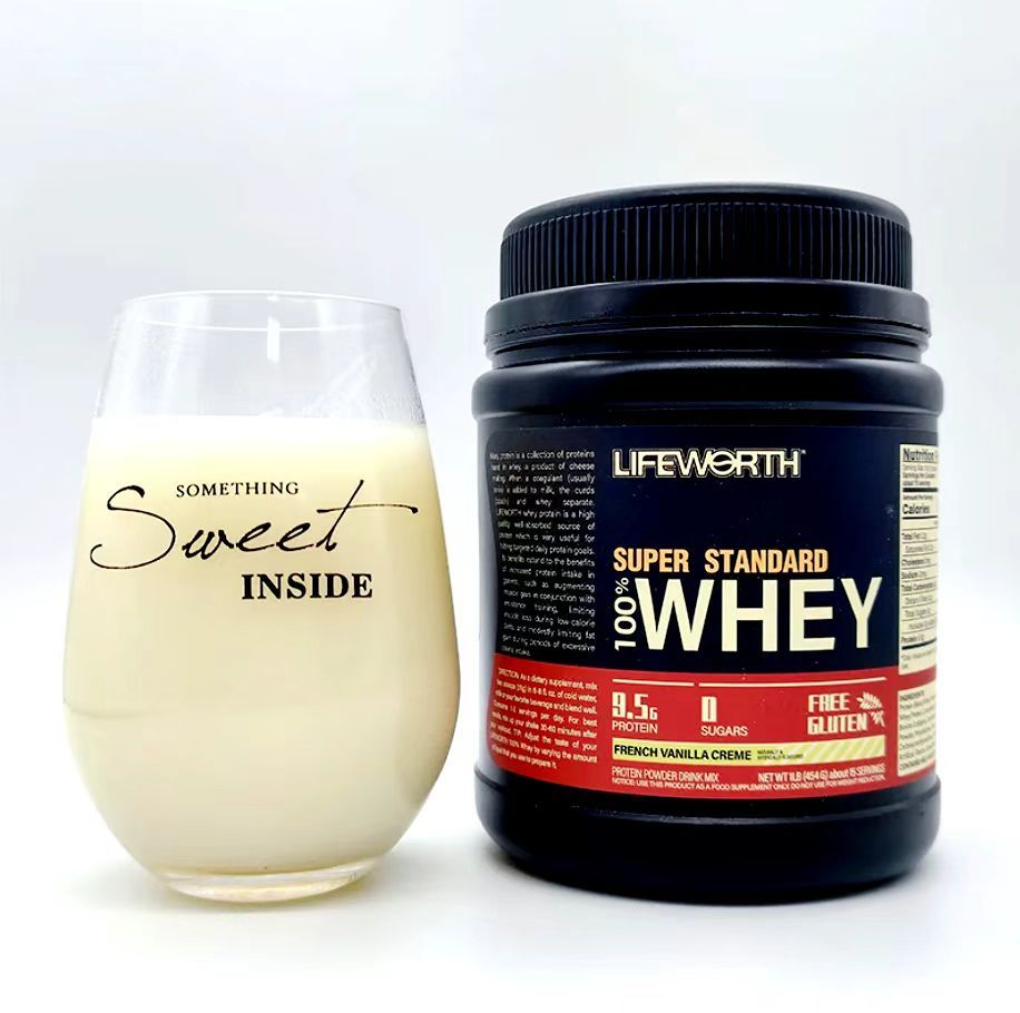 LIFEWORTH Whey Protein Powder 100% Protein Super Standard, Double Rich Chocolate. 10g Protein. 0 Sugar. Gluten Free