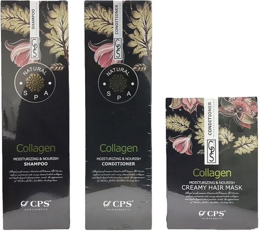 Collagen Moisturizing Nourishing Shampoo and Conditioner Set, 3 Bottles