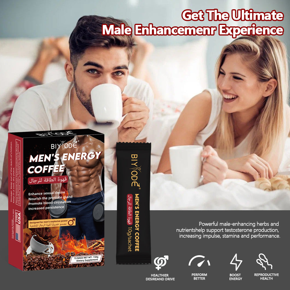 BIYODE Men's Energy Coffee nourishes the prostate, promotes blood circulation, and enhances endurance. It is designed for men's explosive power. Men's Energy Coffee 10g/15 bags