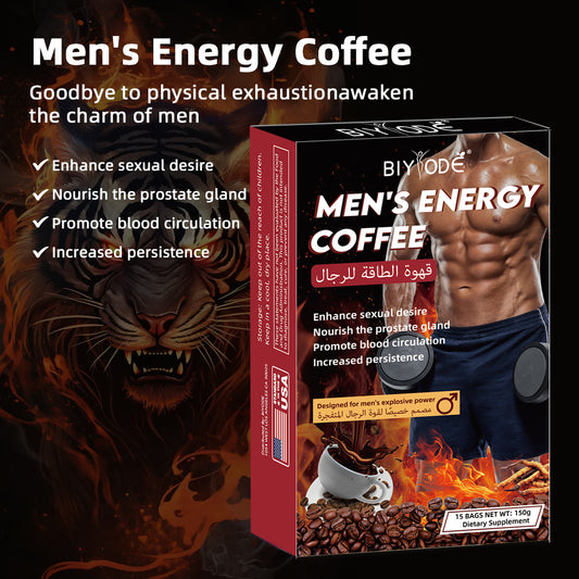 BIYODE Men's Energy Coffee nourishes the prostate, promotes blood circulation, and enhances endurance. It is designed for men's explosive power. Men's Energy Coffee 10g/15 bags