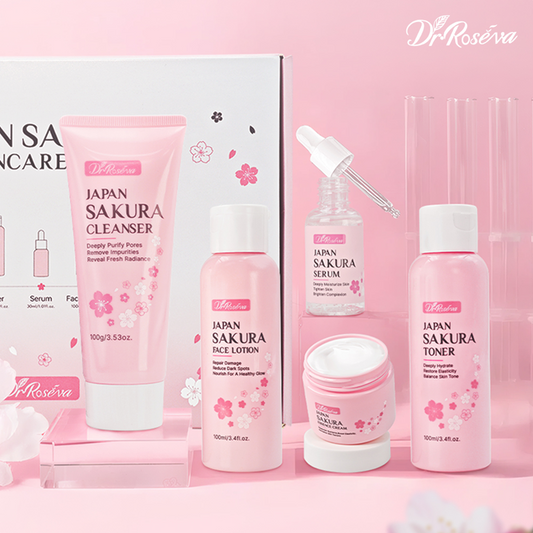 Sakura Deep Moisturizing Skincare Set, Brightening Skin, 5-Piece Set