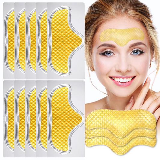 24K Gold Water Collagen Forehead and Face Anti-Wrinkle Patches, 3 Pieces
