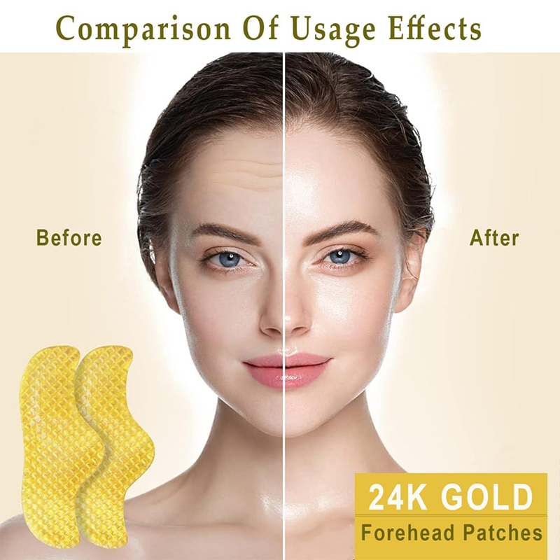 24K Gold Water Collagen Forehead and Face Anti-Wrinkle Patches, 3 Pieces