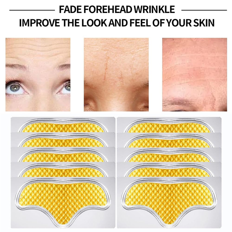24K Gold Water Collagen Forehead and Face Anti-Wrinkle Patches, 3 Pieces