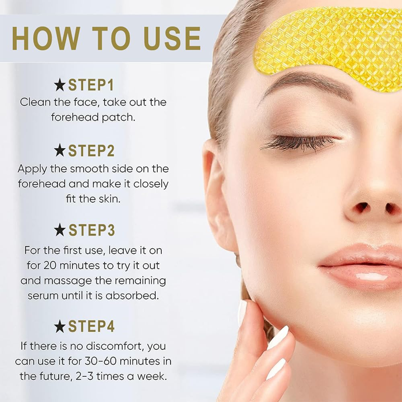 24K Gold Water Collagen Forehead and Face Anti-Wrinkle Patches, 3 Pieces