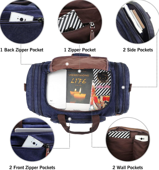 Canvas Luggage Travel Duffel Bag With Large Capacity