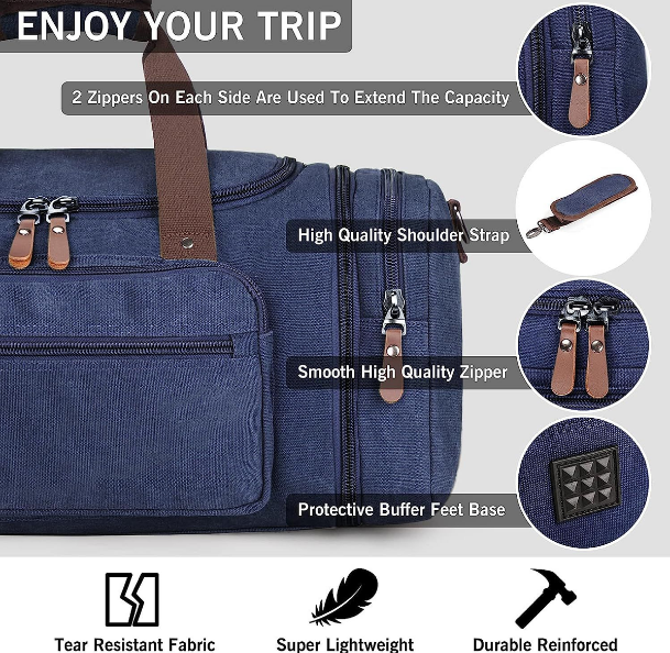 Canvas Luggage Travel Duffel Bag With Large Capacity