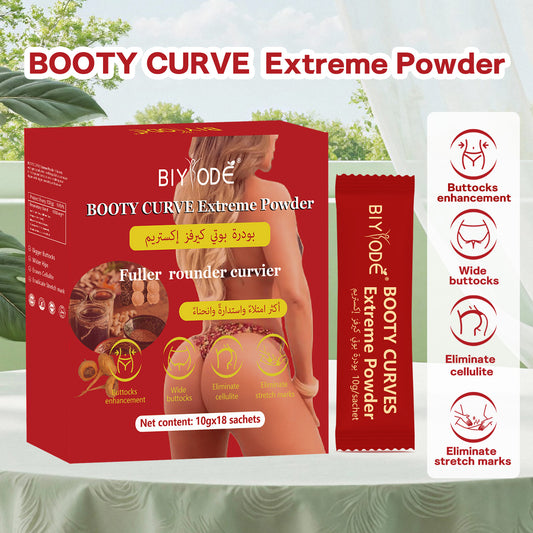 BIYODE BOOTY CURVE Ultimate Butt Shaping Powder creates a fuller, rounder, more curvaceous buttocks. It helps to enhance and slim the buttocks, reduce cellulite and stretch marks. 10g x 18 packs