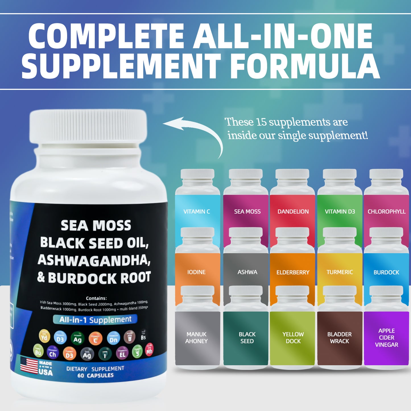 BIYODE - Sea Moss Black Seed Oil Ashwagandha & Burdock Advanced Immune Formula