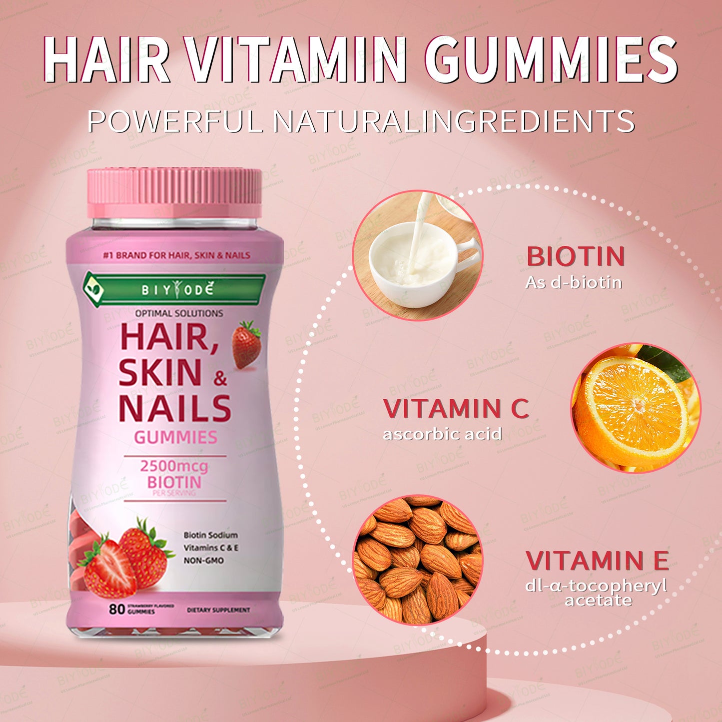 BIYODE Hair Skin Nails Gummies 80 Gomitas Originales