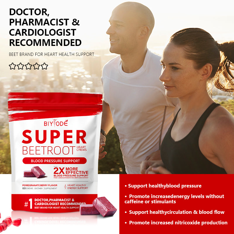 BIYODE SuperBeets Heart Chews | Grape Seed Extract and Non-GMO Beet Powder