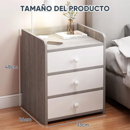 3-Drawer Wooden Bedside Cabinet Bedroom Furniture Storage Nightstand Table