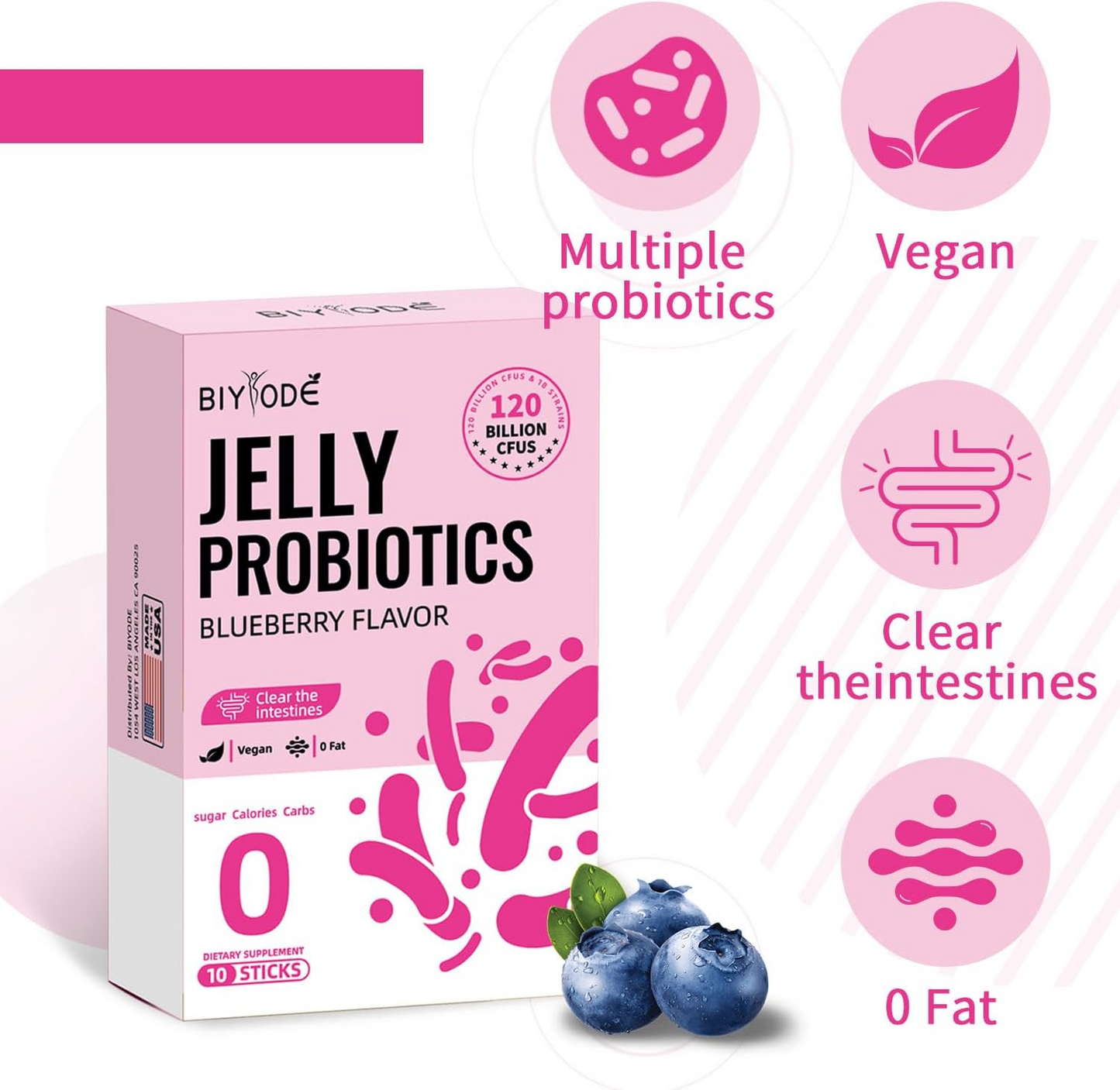 BIYODE jelly probiotics, promotes digestion, absorption and metabolism of intestinal nutrients, enhances immune function and digestive system, 10 packs