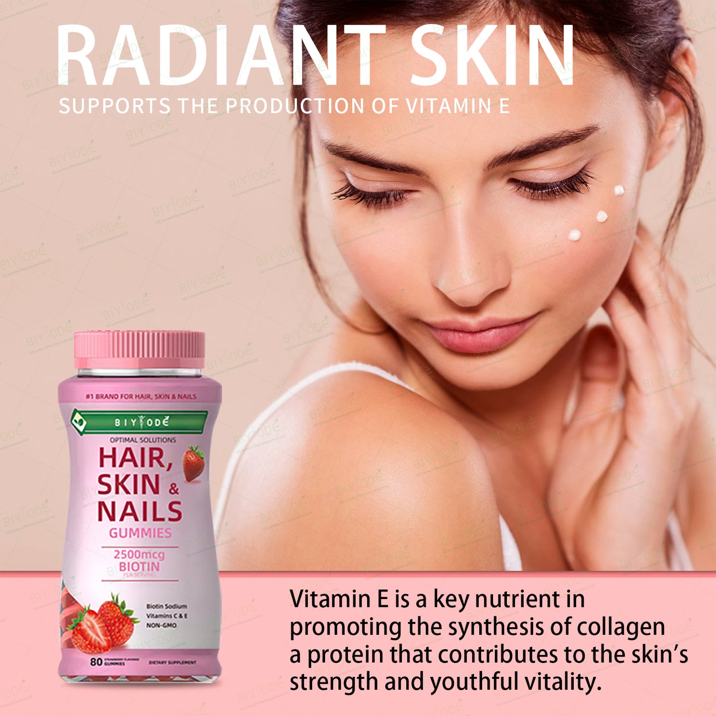 BIYODE Hair Skin Nails Gummies 80 Gomitas Originales
