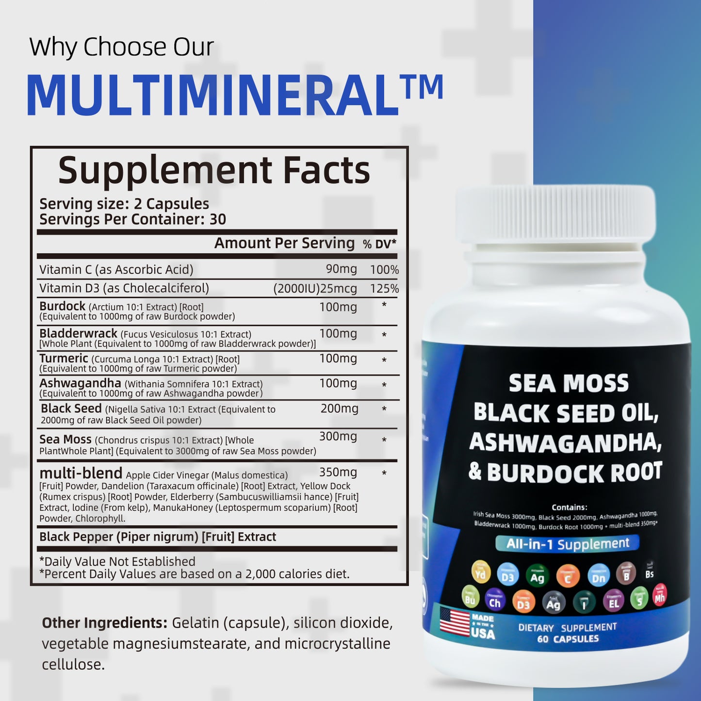 BIYODE - Sea Moss Black Seed Oil Ashwagandha & Burdock Advanced Immune Formula