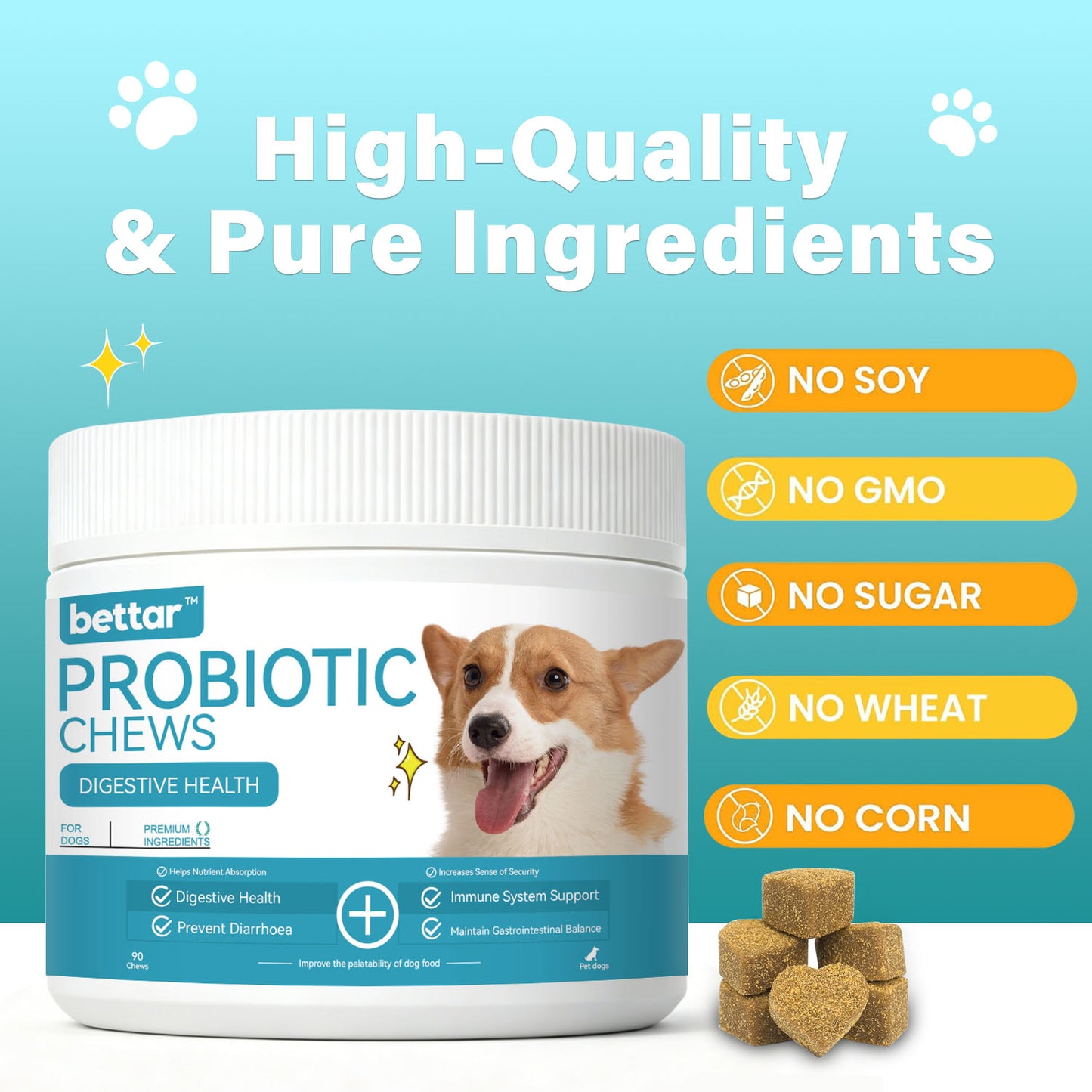 Bettar Probiotic Chews – Digestive Health &amp; Immune Support for Premium Dogs