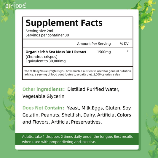 BIYODE Seaweed, All Natural Plant Superfood, Seaweed Premium Concentrate, Detoxification Support, Immune Booster. 60ml