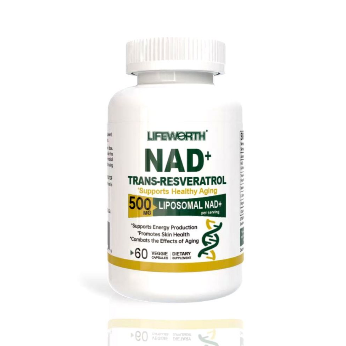 LIFEWORTH NAD+ 1000 mg - NAD+ & Resveratrol Formula, NMN Alternative for Anti-Aging, Cellular Energy & Repair | Supports Metabolism, Brain Function & Antioxidant Defense for Men & Women
