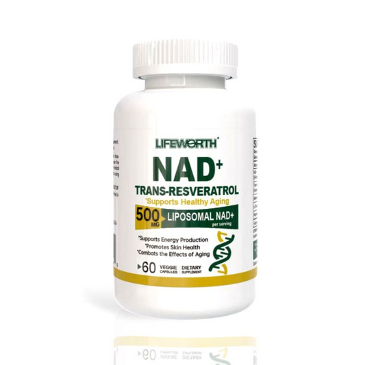 LIFEWORTH NAD+ 1000 mg - NAD+ & Resveratrol Formula, NMN Alternative for Anti-Aging, Cellular Energy & Repair | Supports Metabolism, Brain Function & Antioxidant Defense for Men & Women