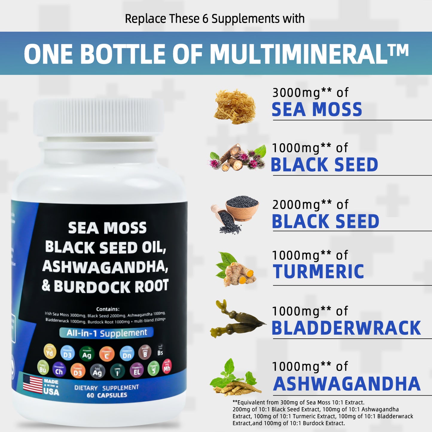 BIYODE - Sea Moss Black Seed Oil Ashwagandha & Burdock Advanced Immune Formula